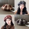 Trendy Style Plaid Beret With Windproof And Sunshade Features For Women