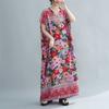 Women's Summer Boho V-Neck Maxi Dress C Flowy Vintage Print Rayon Caftan, Loose Fit Beach Cover-Up