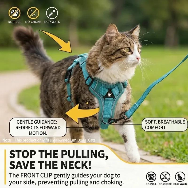 Breathable Cat Harness Leash for Small Medium Dogs Cats  Adjustable Reflective Harnesses Pets Vest Puppy Maine Sphynx Supplies
