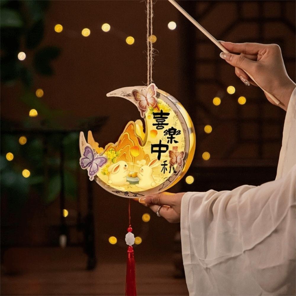 Glowing Rabbit Lanterns Wood Lantern DIY Material Package Mid-Autumn Festival