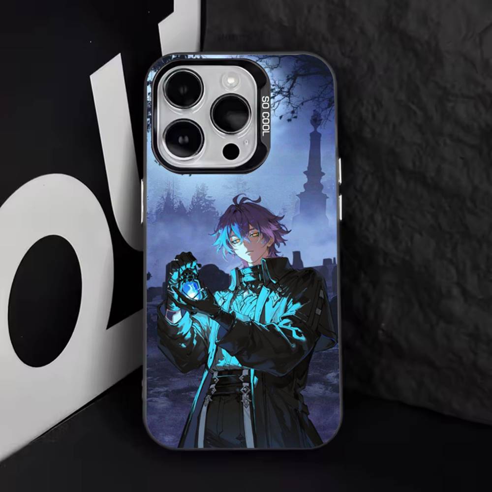 Genshin Impact F-Flins Phone Case For iPhone 17,16,15,14,13,12,11,Pro,Max,Plus,E,Air,Mini Black Tpu Cover