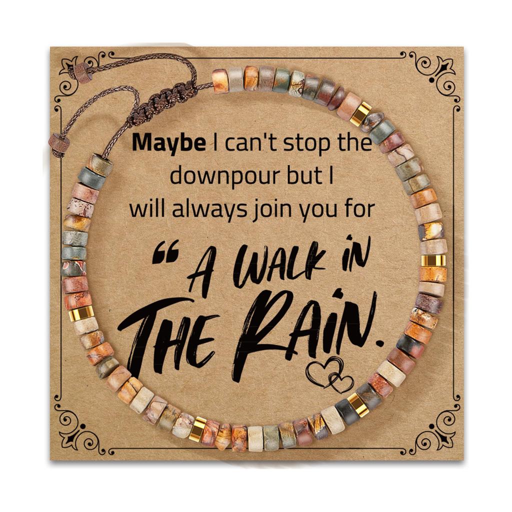 Adjustable Handmade Stone Bracelet Decoration for All Ages Featuring A Blessing Card and Multiple Color Addition