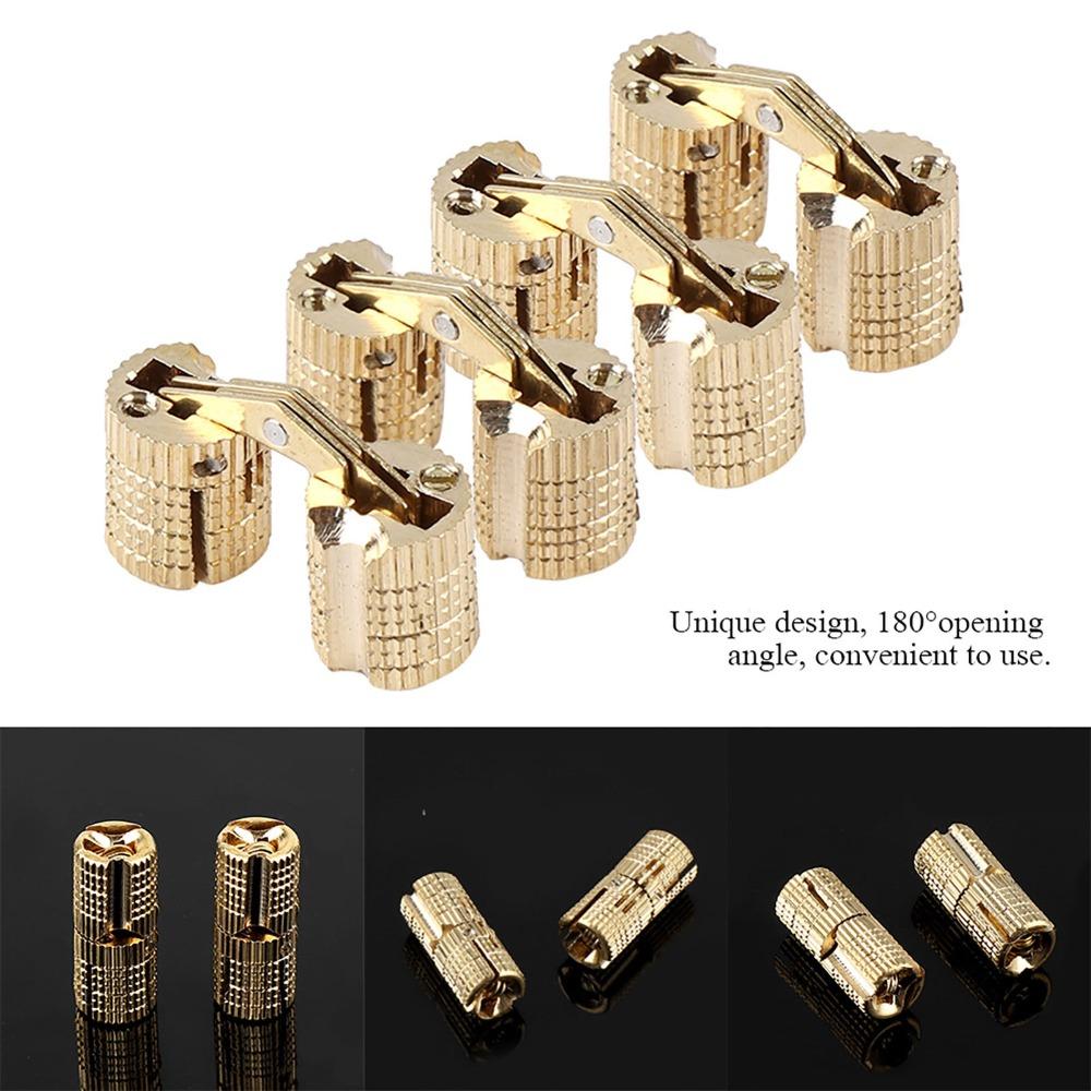 8PCS 8mm Cabinet Hinge 180 Degree Opening Angle With Screws Barrel Hinge Brass Invisible Furniture Hinge Gift Box