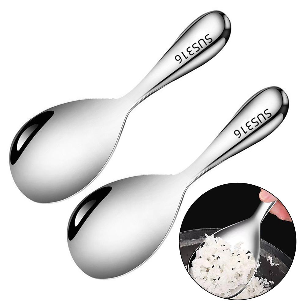 2pcs Stainless Steel Rice Scoop Non-stick Rice Household Thickened Rice Shovel Spoon Household Scoop Replacement Spare Parts China Mainland