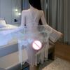 Sexy See-through Petal Three-Point Lace Pajamas Outerwear Gown Suit Seductive Wome Lingerie Transparent Underwear