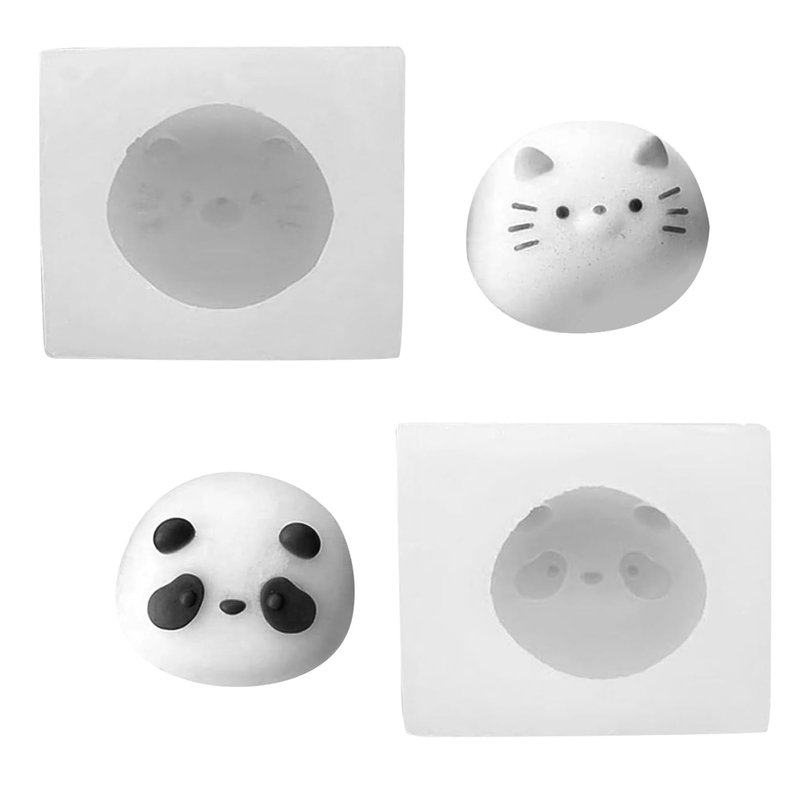 

TVETE Silicone Soft UV Resin Molds of Cute Animal Moe Face Squishy Round Dumpling Pudding Soft DIY Resin Handmade Accessories Molds, Molds, (Set 2) - белый