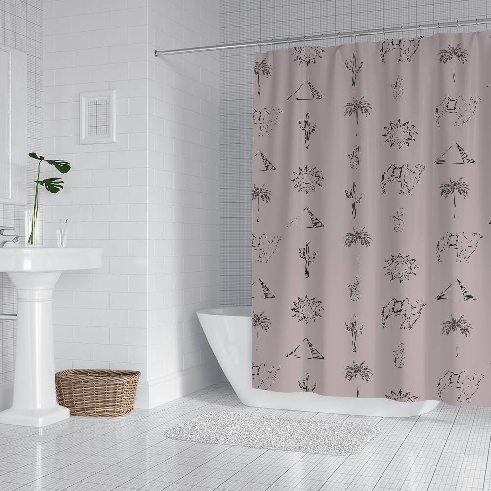 

Cute Cartoon Animals Dinosaurscats Creative Shower Curtain Waterproof Polyester Bath Curtains For Bathroom Decorate With Hooks W60H190(CM)-1 Pcs