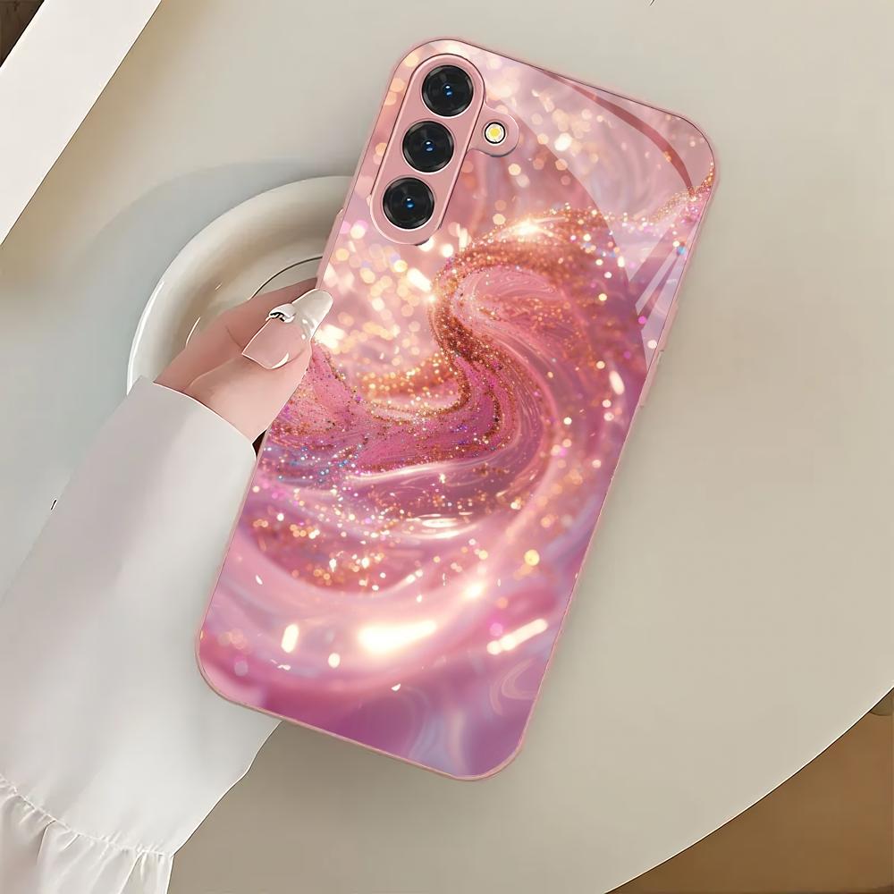 Rosa Textur Design Glas Handyhülle geeignet für Samsung Galaxy S26 S25 S24 S23 S22 S20 FE/Ultra/Plus stoßfeste Rückseite