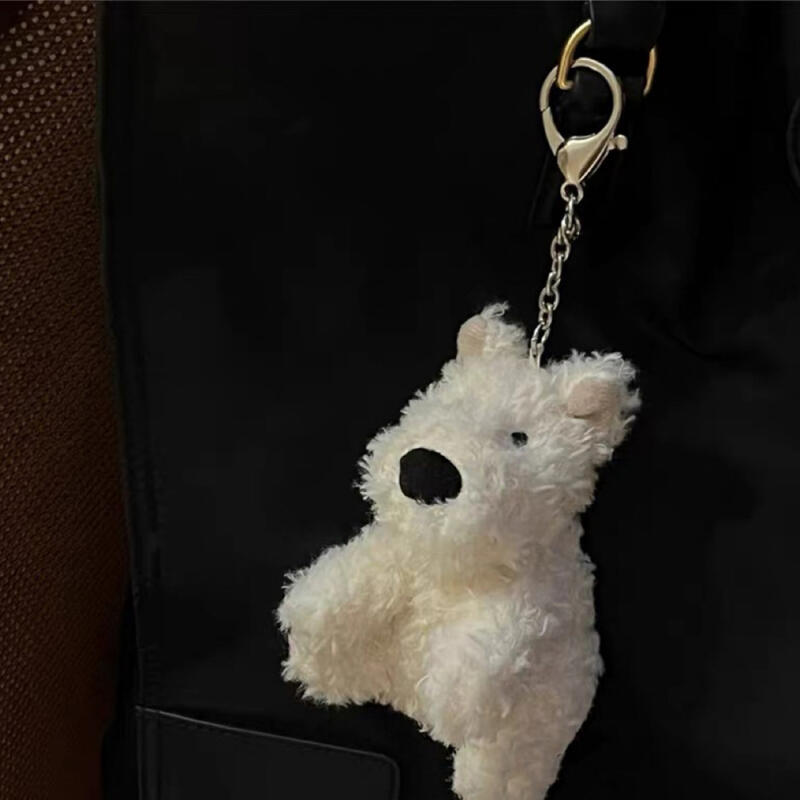 White Terrier Puppy Doll Keychain
