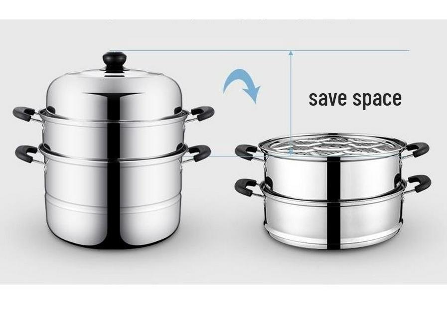 Pentola Vapore in Acciaio Inossidabile Multistrato per Piani Cottura a Induzione e a Gas - Ideale per Cuocere al Vapore Panini, Mantou e Pesce