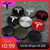Autoaufkleber 2025 Neu 4 Stück 56mm Emblem Abzeichen Aufkleber Original Radkappe Auto Zubehör Für Tesla Model 3 Model Y S X