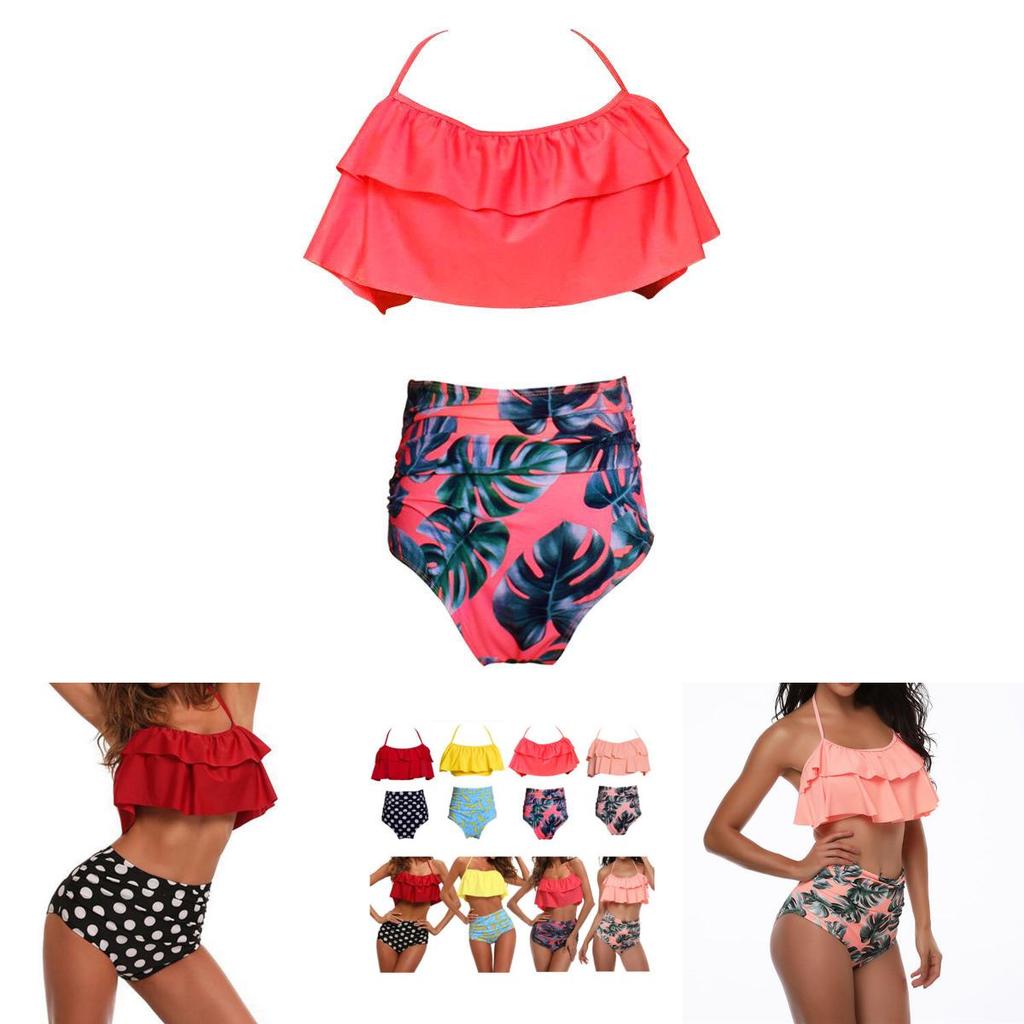 Premium Quality Swimwear Fashion Falbala Women High-waisted Bikini Set For Stylish Comfort