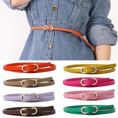 Color Luxury Design Vintage Leather Belt Thin Waist Strap Trouser Dress Belts 8-Shaped Buckle Belts