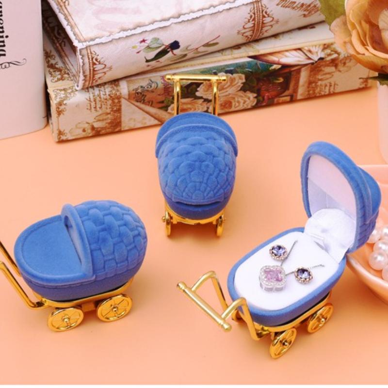 1/2Pcs Velvet Necklaces Box Portable Jewelry Display Holder Storage Case with Stroller Ring Box for Accessories Gift Case