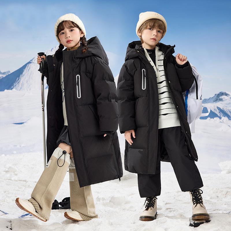 Ny Stil Extrem Kyla Pojkar och Flickor Dunjackor Mellanlång Knälång Bomullsjacka Förälder-barn Medium