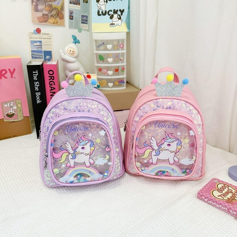 New Children's Fashion Small Schoolbag Girl Cute Princess Backpack Glossy Cartoon Outdoor Backpack