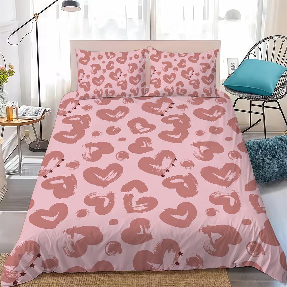 Heart Love Duvet Cover Set Home Style Bedding Soft Laundry Cotton Bed 3 Piece Set Student Dormitory Gift