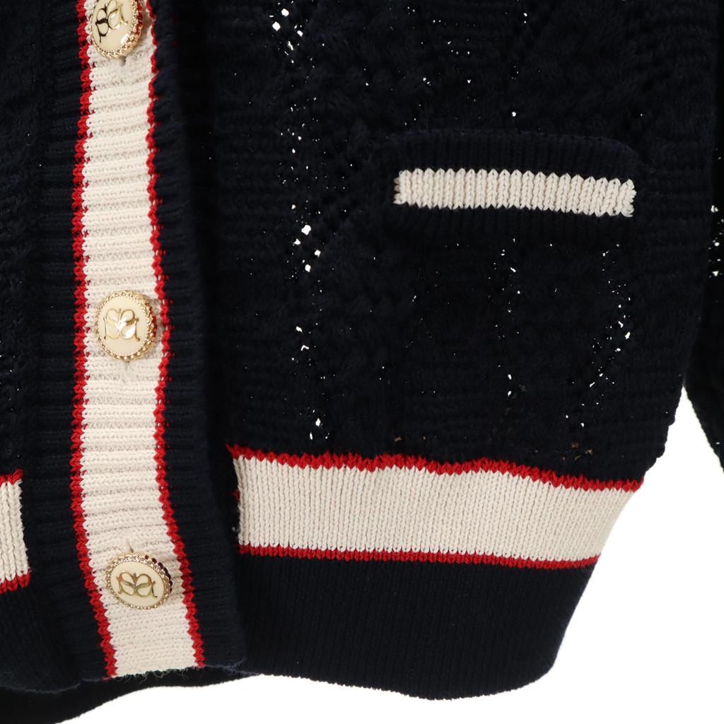 SNIDEL Long Sleeve V-neck Line Knit Cardigan F Navy Women Used