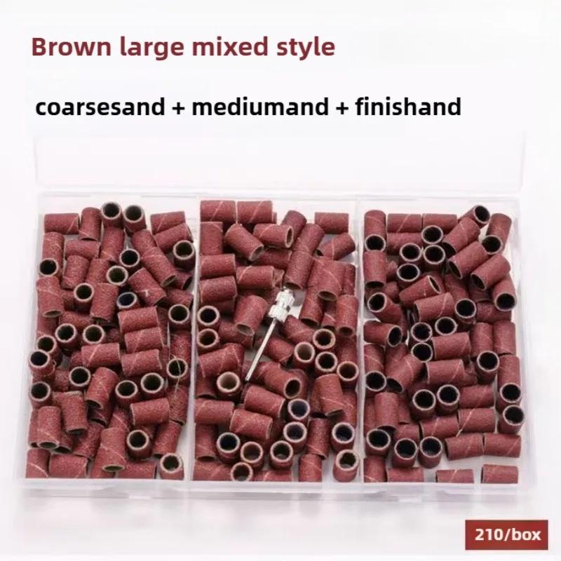 210 peças/Caixa Bandas de Lixa Para Máquina Elétrica de Manicure 180/120/80 Grãos Brocas de Lixa para Unhas Conjunto de Ferramentas para Pedicure