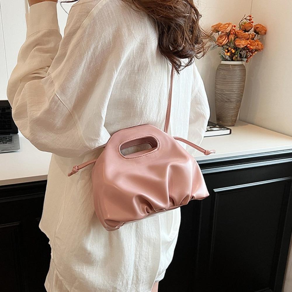 Korean Style Cloud Pouch Bag PU Leather Dumplings Tote Bag All-match Pleated Handbag Shopping