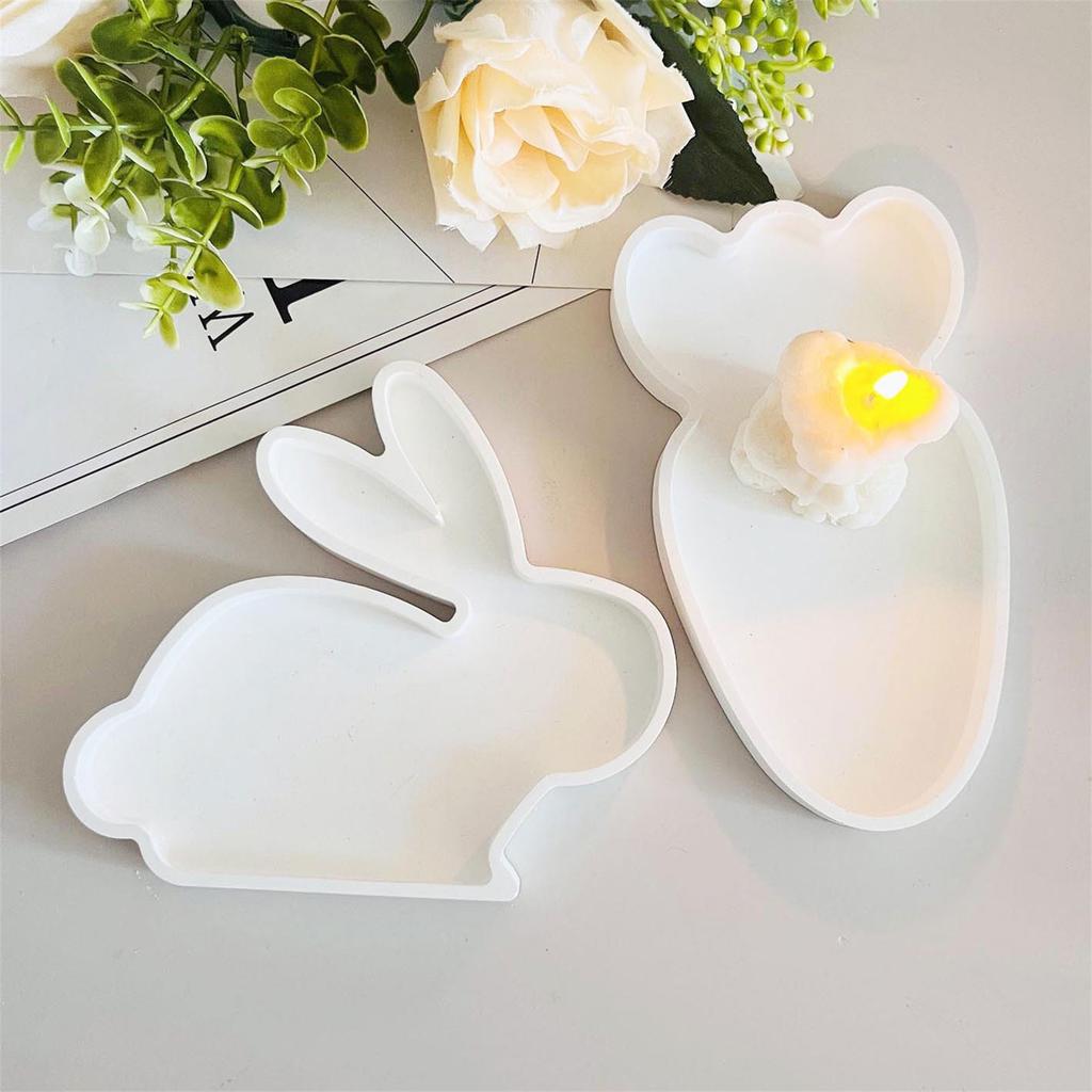 Häschen Karottenform Harz Tablettformen für Kerzenhalter Schmucktablett Aufbewahrungsschale Gips Silikonformen für Kunsthandwerk