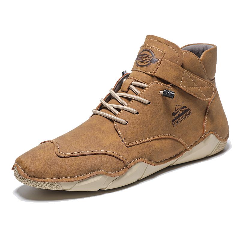 Newest Men Leather Casual Boots Handmade Spring Ankle Sneakers Soft Flats Men Boots Plus Size 39-47 Male Hombres Botas