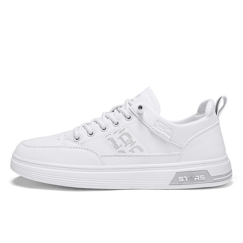 Men's 2025 Spring Breathable White Slip-on Shoes - Korean Trend, Versatile Casual Sport Style with Soft Sole.