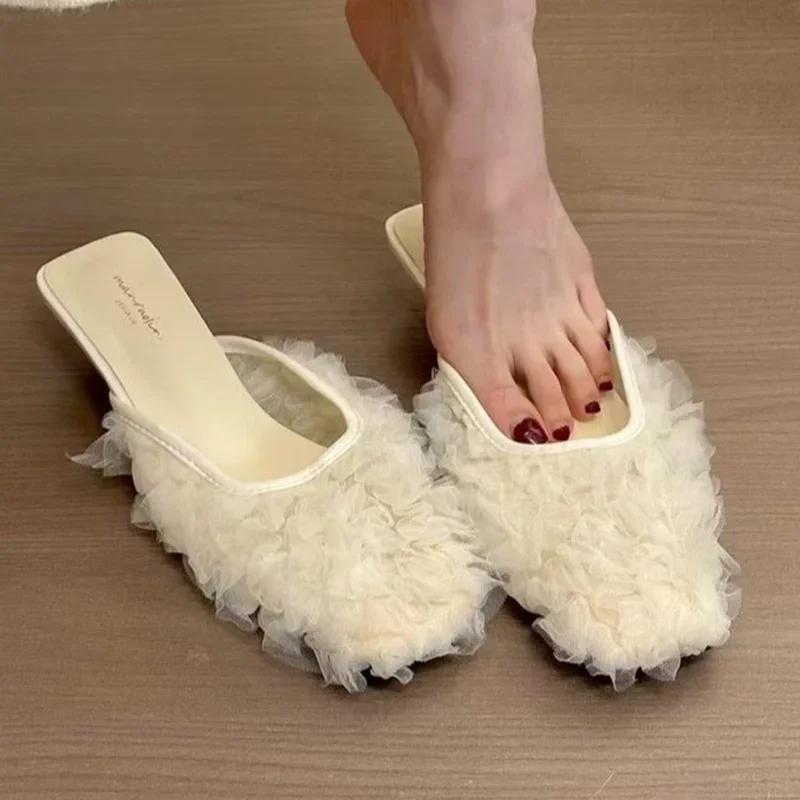 Fashion Women's Slippers Fashion Heeled Shoes Designer Slingback Sandals Cozy 2025 Woman Mules Shoes Summer Casual Luxury Mujer Zapatos
