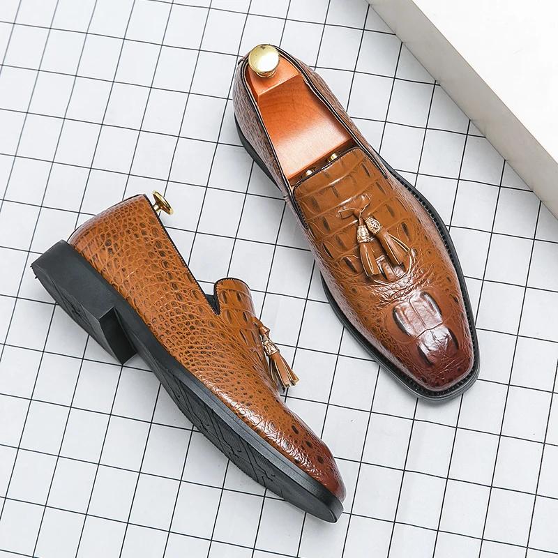Men Loafers Tassel Business Men Shoes Black Brown Pu Shoes for Men with  Size 38-48 Mens Dress Shoes