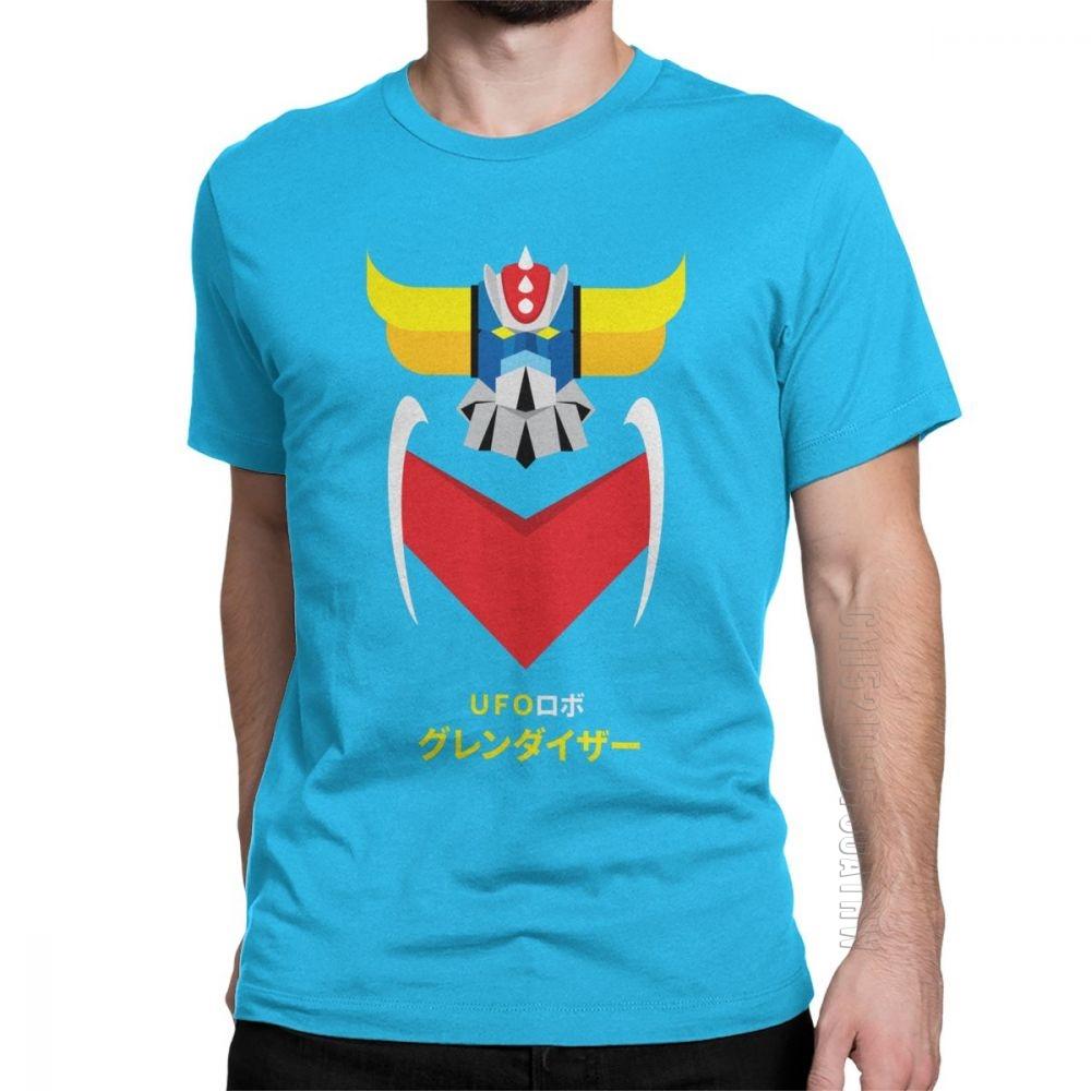 Grendizer Color And Japanese UFO Robot T Shirts For Men Designer Fun Tee Shirt O Neck Purified Cotton Clothing T Shirts