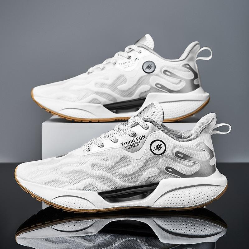 

Flying woven men s shoes spring and summer new breathable sports shoes casual soft-soled running shoes trendy shoes men 45 белый