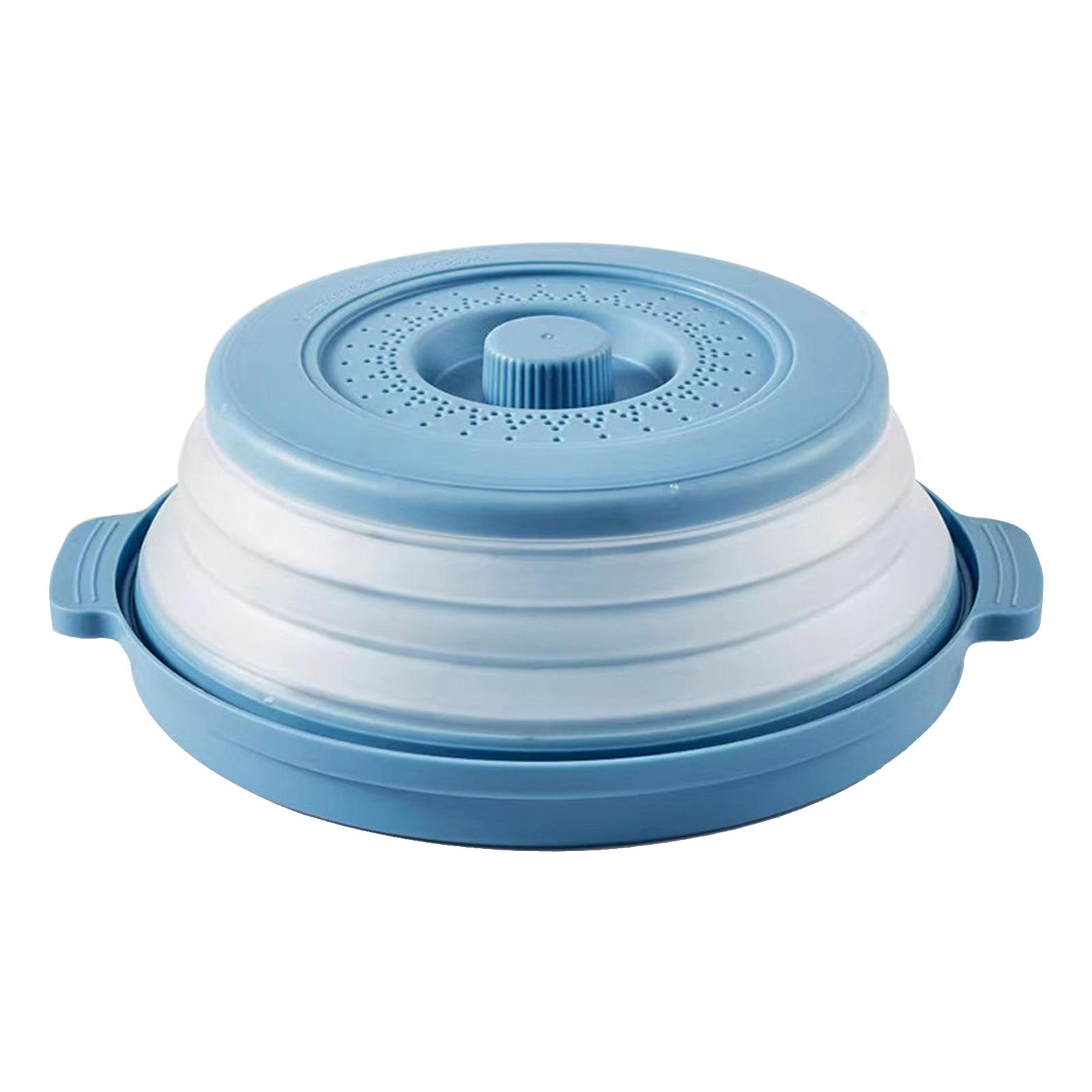 

Модернизированная складная крышка для микроволновой печи, вентилируемая крышка для защиты от брызг в микроволновой печи, корзина для чистки овощей и фруктов, кухонный гаджет синий