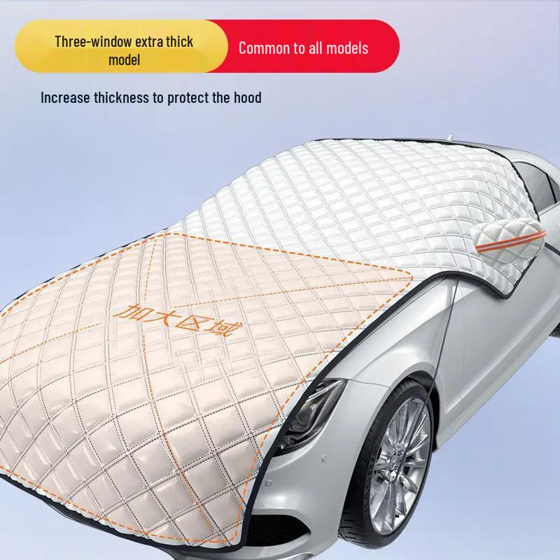 Sun & Weather Protection Car Half Cover with Insulated Windshield Shade Universal - Thickened Full Engine Cover