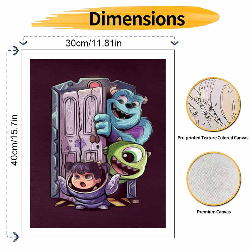 Disney Monsters Inc Sulley and Mike Oil Paint Hand Painting Art Kit. Wall Art Home Decor Gift