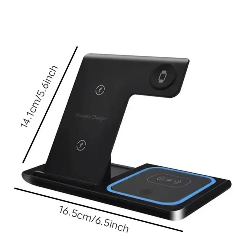 3 In 1 Wireless Charger LED Light Phone Holder Stand For iPhone 15 14 13 12 iWatch 8 7 6 AirPods Foldable Fast Charging Station