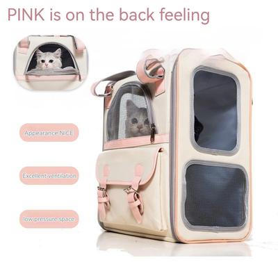 Pet Cat Backpack Breathable Portable Pet Backpack Outdoor Multi-mesh Window Canvas Cat Shoulder Bag Pet Transport Bag