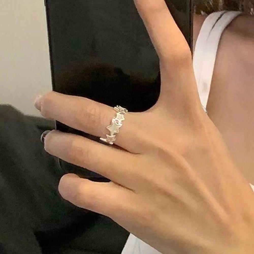 Korean Style Irregular Star Ring Geometric Finger Buckle Creative Y2K Open Ring  Friend