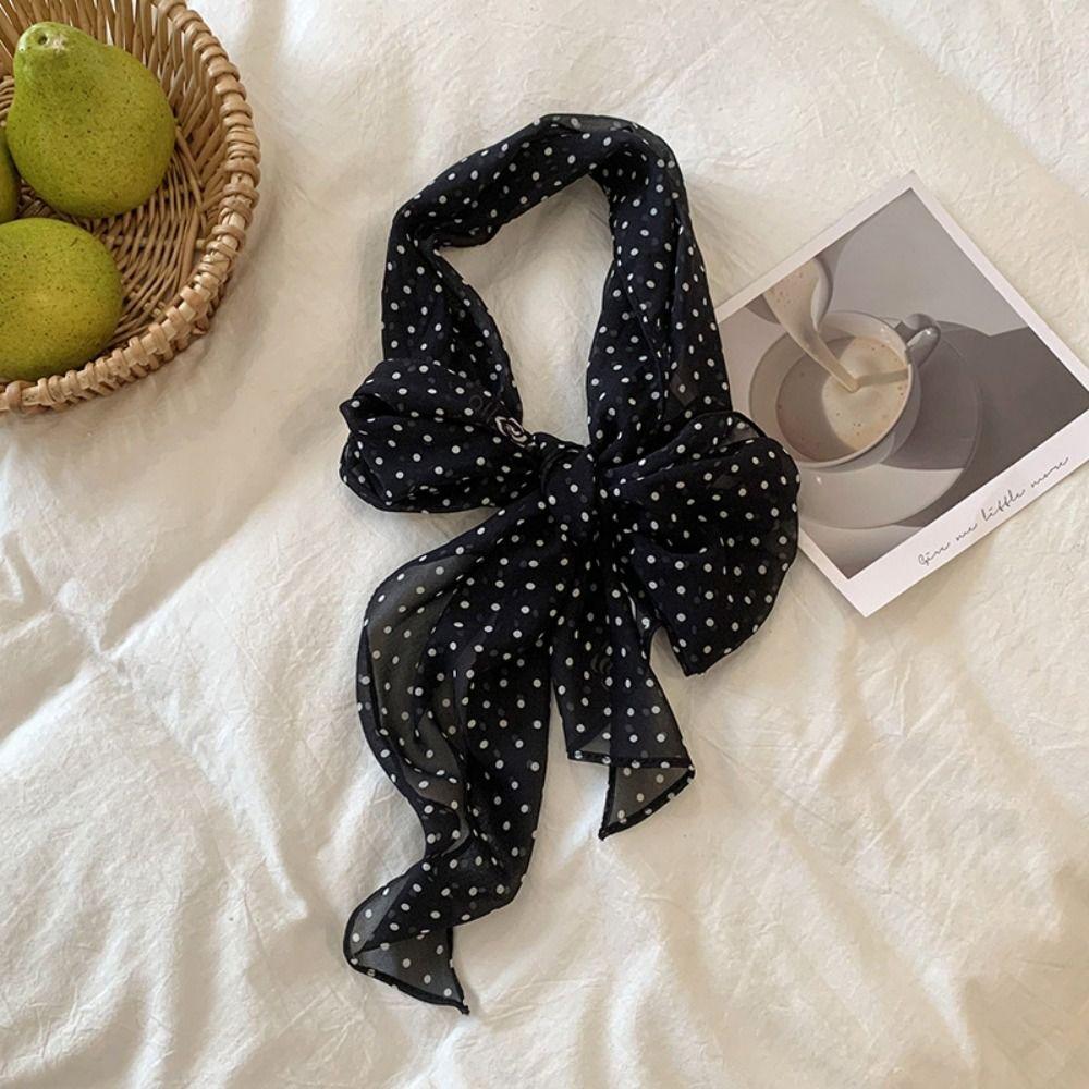 Ribbon Scarf Headband Thin Long Scarves Sweet Polka Dot Scarf  Outdoor