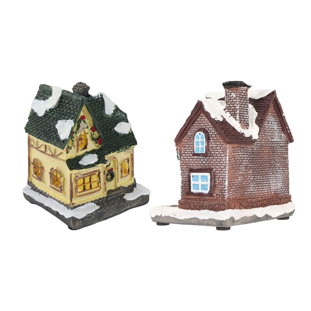 Resin Christmas Village House Hand Painted LED Lighted Christmas House Landscaping Warm Ambient Fine Details for Home Decor