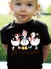 Just a Silly Little Goose Bow Print T-Shirt for Girls Summer Cartoon Graphic Short Sleeve T-Shirts Outdoor Causal Girls Clothing