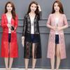 Women's Mid-length Summer Lace Sunscreen Cardigan Fashion Thin Coat with Matching Skirt Top Mesh Shawl Casual Lady Cardigan