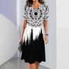 New Women Slim Summer 3D Floral Loose Vintage Sexy Elegant Befree Dress Boho Casual Party Party Midi Short Sleeve Dress