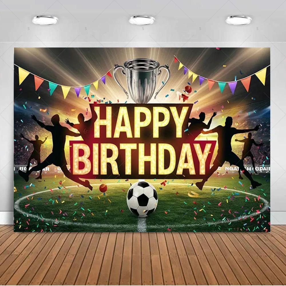 Jungen Fußballfeld-Thema Geburtstagsparty Banner Hintergrund, Erwachsenen- und Kindergeburtstagsparty Dekoration Fotografie Hintergrund