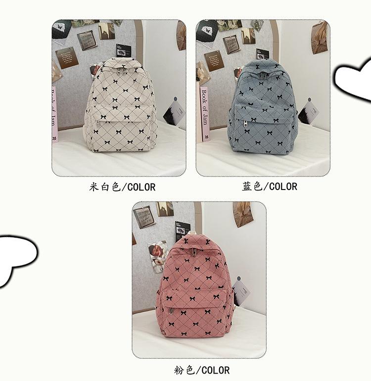 Schoolbag New Casual School Bag Female College Student Fashion Bow Backpack Japanese Versatile Junior High School Student Large Capacity Backpack