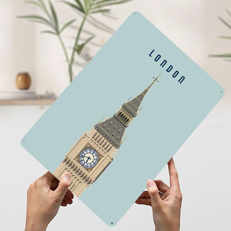 London Travel Metal Poster Custom Wall Art Retro Vintage Tinplate Signs for Man Cave Decoration Bedroom Office Decor House Home