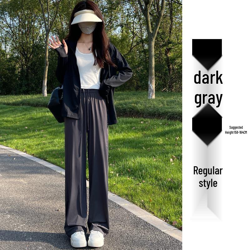 

Women s High Waist Ice Silk Wide-Leg Pants - Summer 2025 Collection, Slimming Sun Protection, Light & Drapey Small