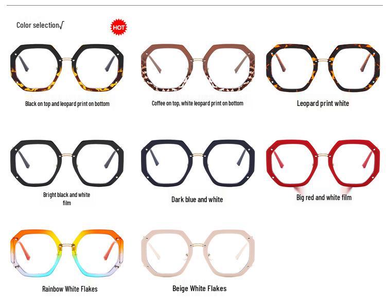 2022 Polygon Eyeglass Frame: Anti-Blue Light, Hollowed Sides, Trendy European & American Design
