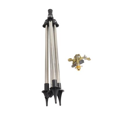 Impact Sprinkler On Spike Base Heavy Duty Zinc Alloy Water Sprinkler for Yard Lawn Garden 0-360° Rotate Large Area Coverage 1/2'