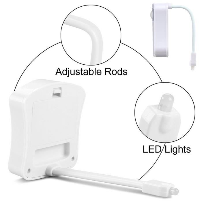 HOOME Lampe de Toilette Veilleuse LED pour WC/ Salle de Bain/Lavabo, Détecteur de Mouvement Éclairage à 8 Changement de Couleurs
