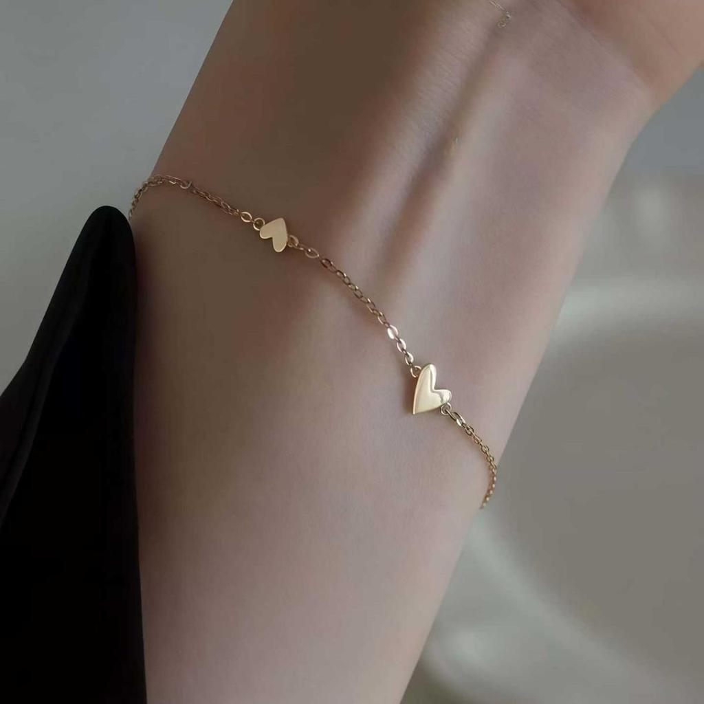 S925 Sterling Silver Heart Trio Bracelet - Versatile Women’s Jewelry.
